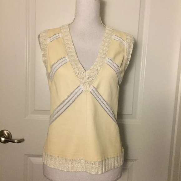 lisli Off White Cable Knit Leather Panel Vest - Picture 1 of 7